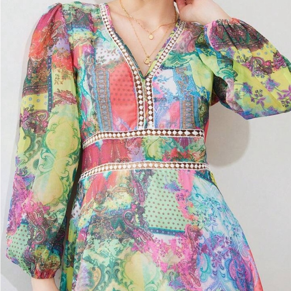 Colorful Patterned boho Women's Dress - Picture 3 of 3